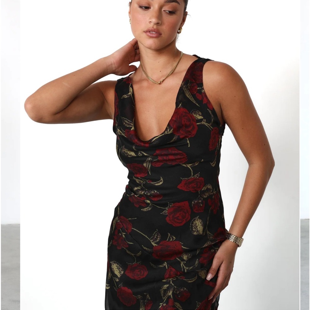 NWOT Dark floral maxi dress